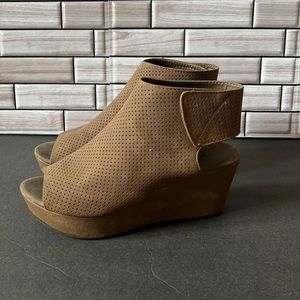 Faux suede cut out ankle bootie sandals with Velcro closure